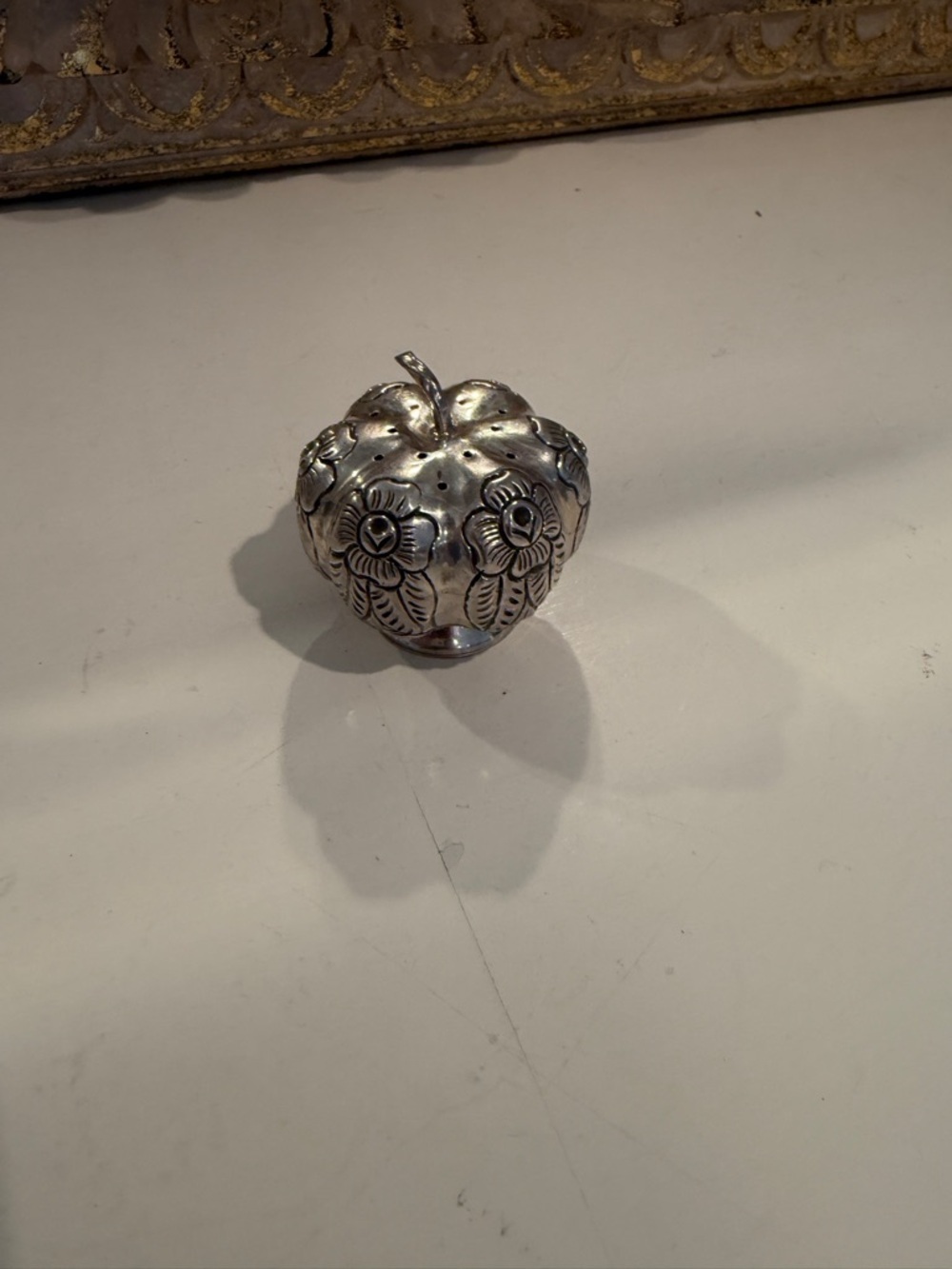 Silver antique salt shaker Floral Decorative Pumpkin Accent - Picture 3 of 6